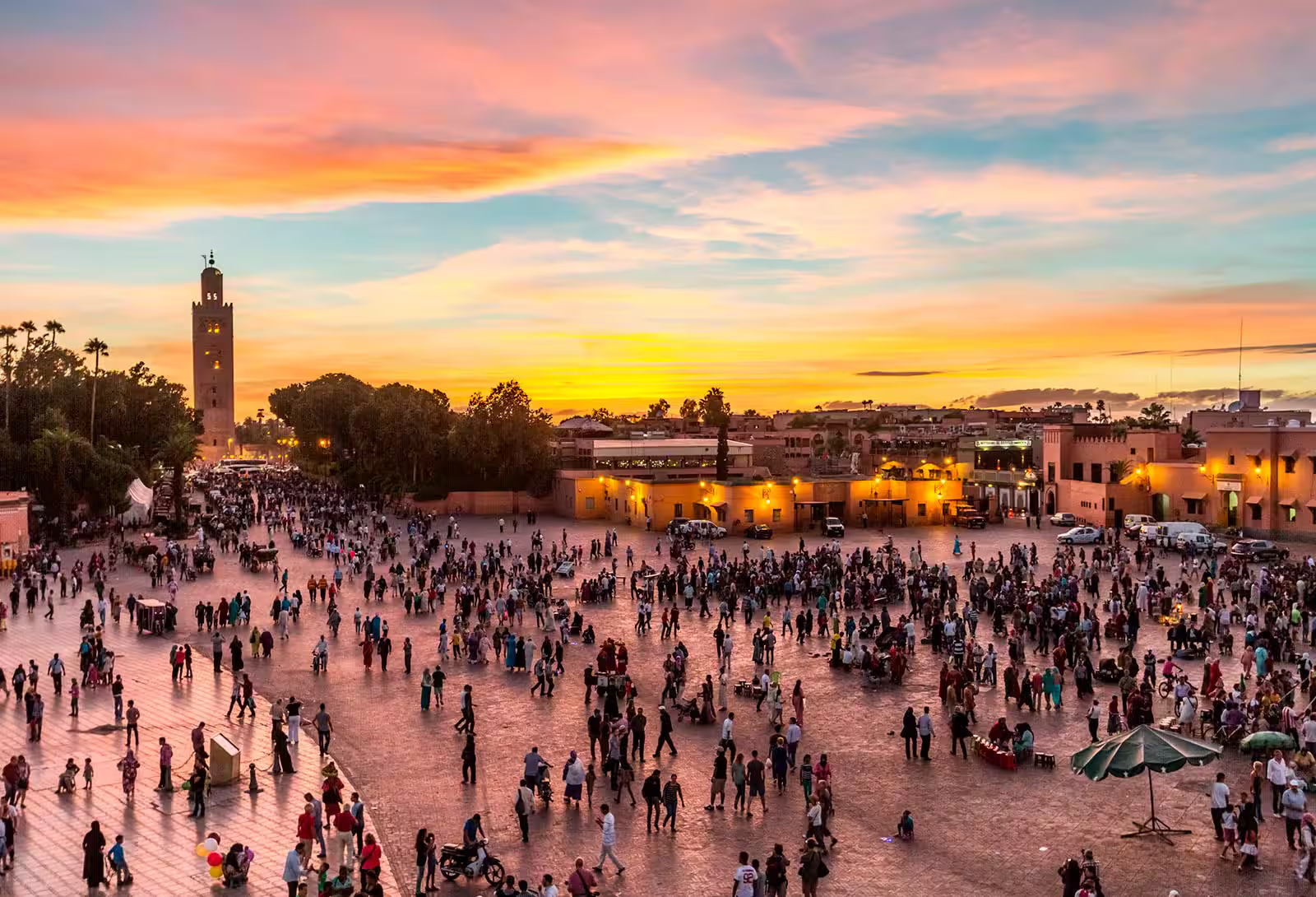 Crowded public square in Morocco
