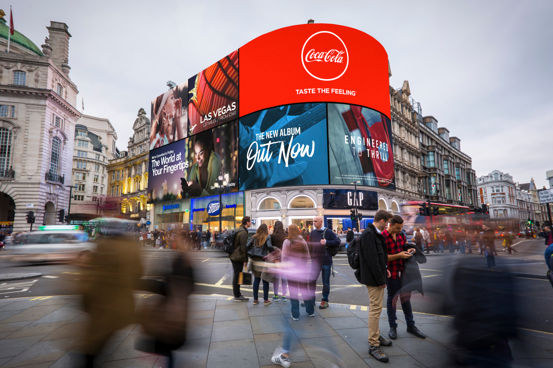 Outdoor advertising billboards in urban setting